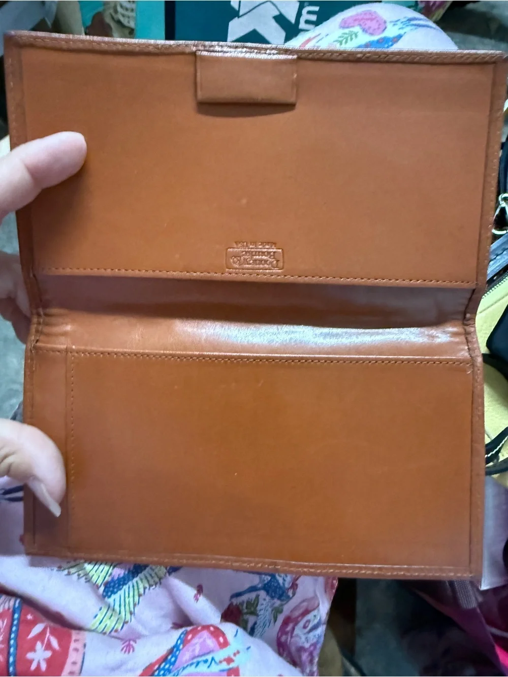 Dooney & Bourke Black Pebbled Leather Wallet with Tan Trim